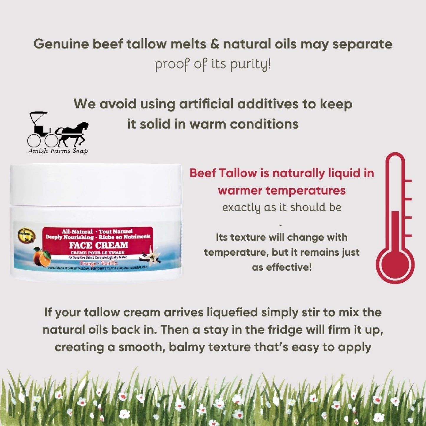 Amish Farms Nourishing Tallow Face Cream - Orange Vanilla - Made in the USA