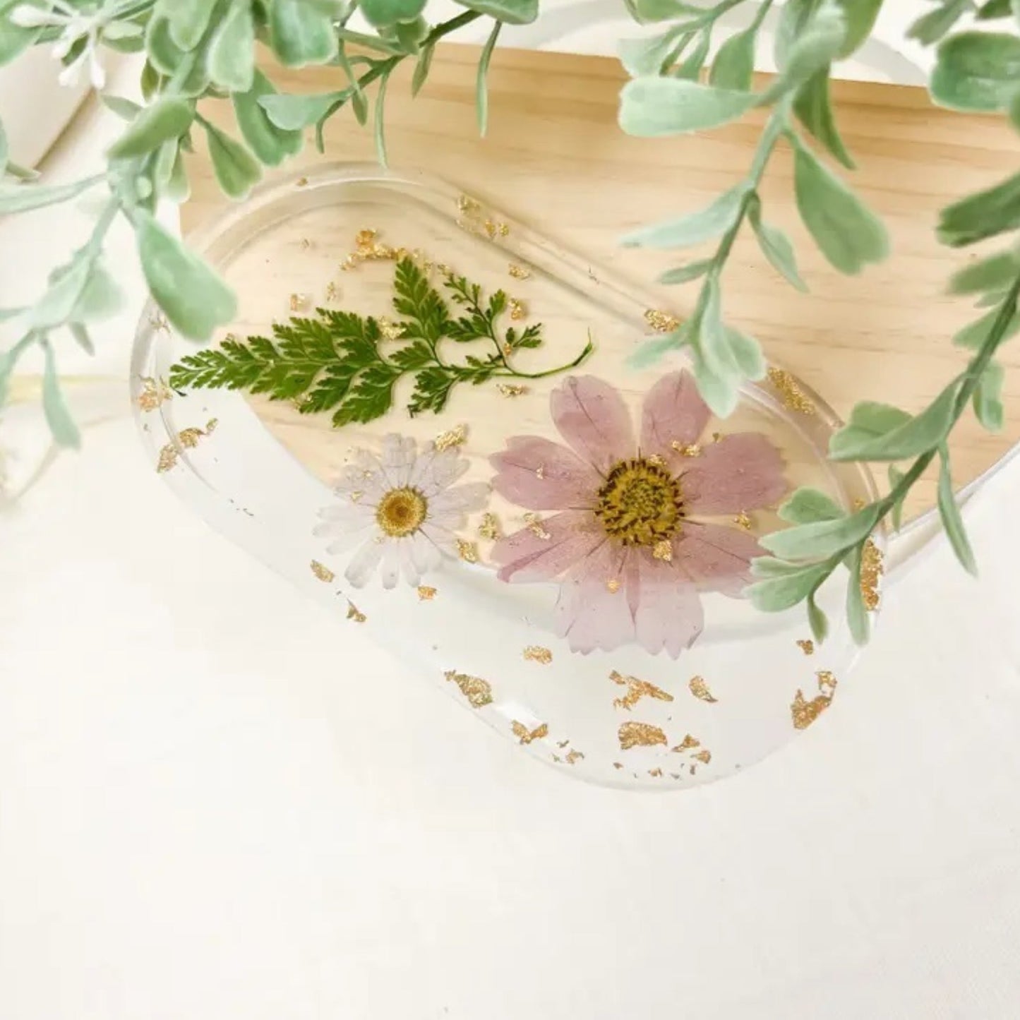 Pressed Flower Trinket Tray - Made in the USA