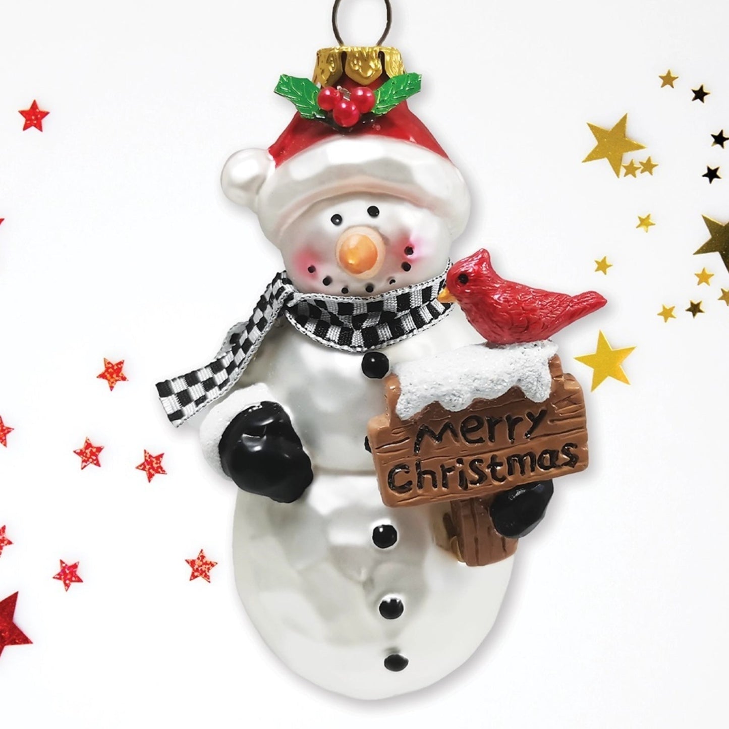Snowman Glass Christmas Ornaments - Made in the USA