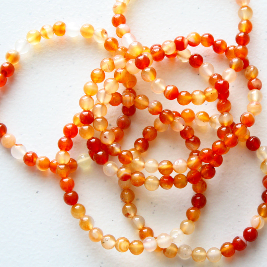 Crystal Gemstone Bracelet - Orange Carnelian - Made in the USA
