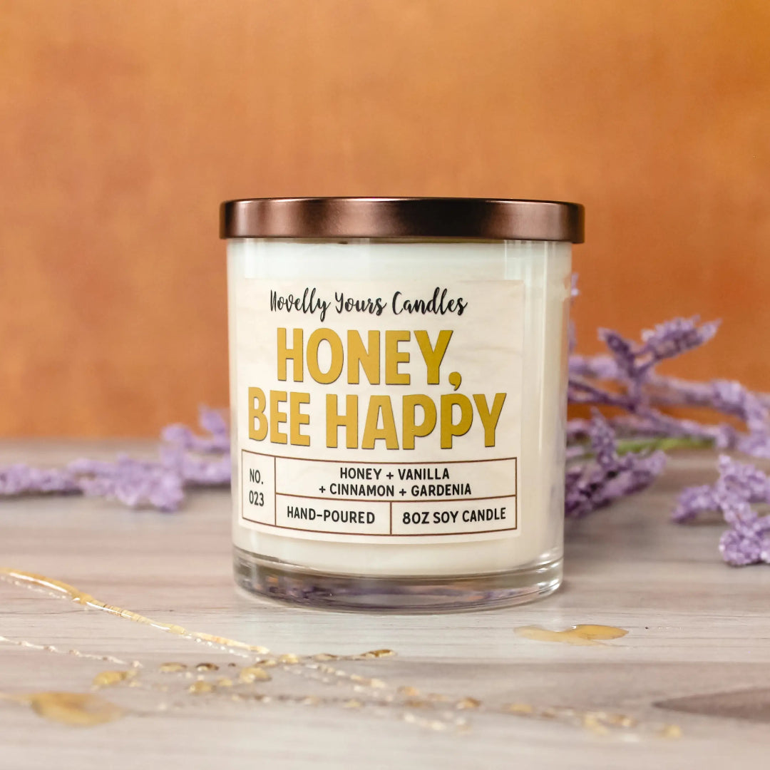 Novelly Yours - Honey Bee Happy Soy Candle - Made in the USA