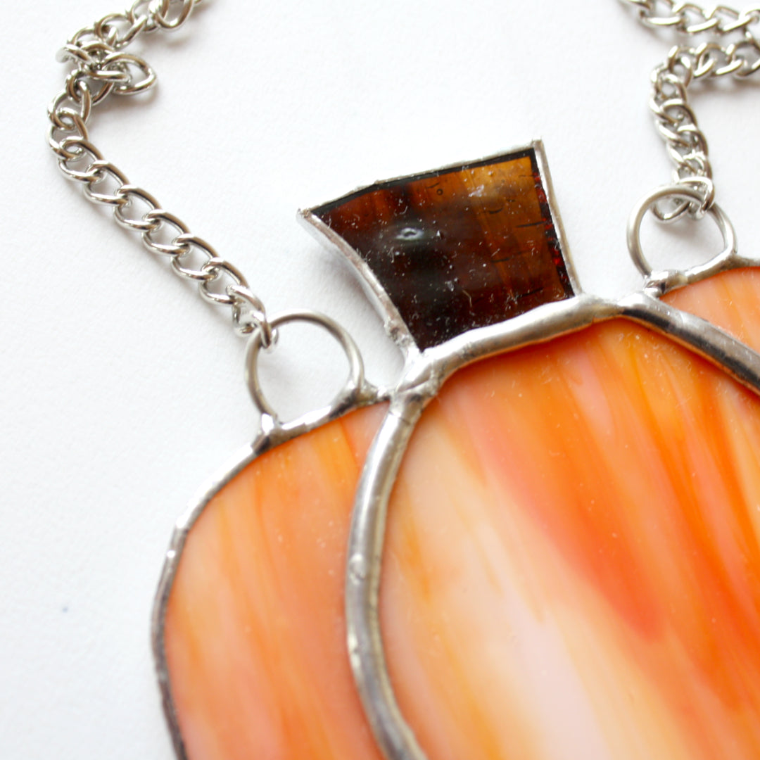 Orange Wispy Pumpkin Suncatcher - Made in the USA