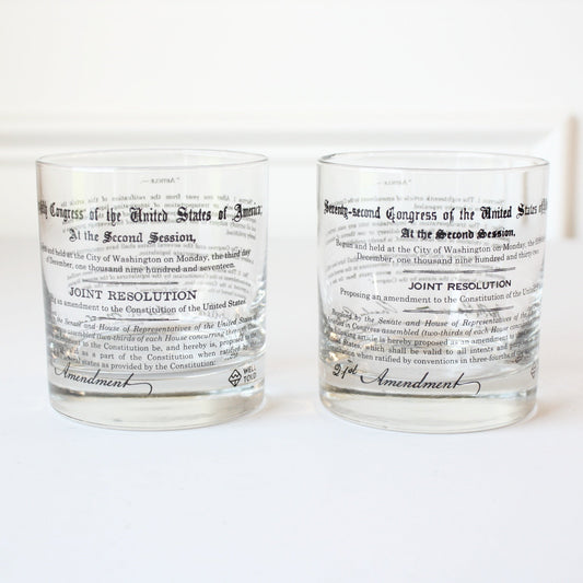 US Constitution 18th and 21st Amendments Prohibition Rocks Glasses - Made in the USA