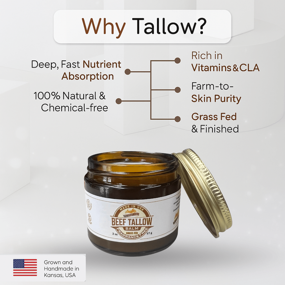Grass Fed Beef Tallow Balm - 4 oz - Made in the USA