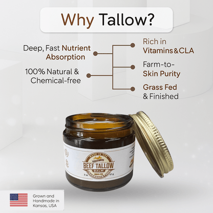 Grass Fed Beef Tallow Balm - 4 oz - Made in the USA