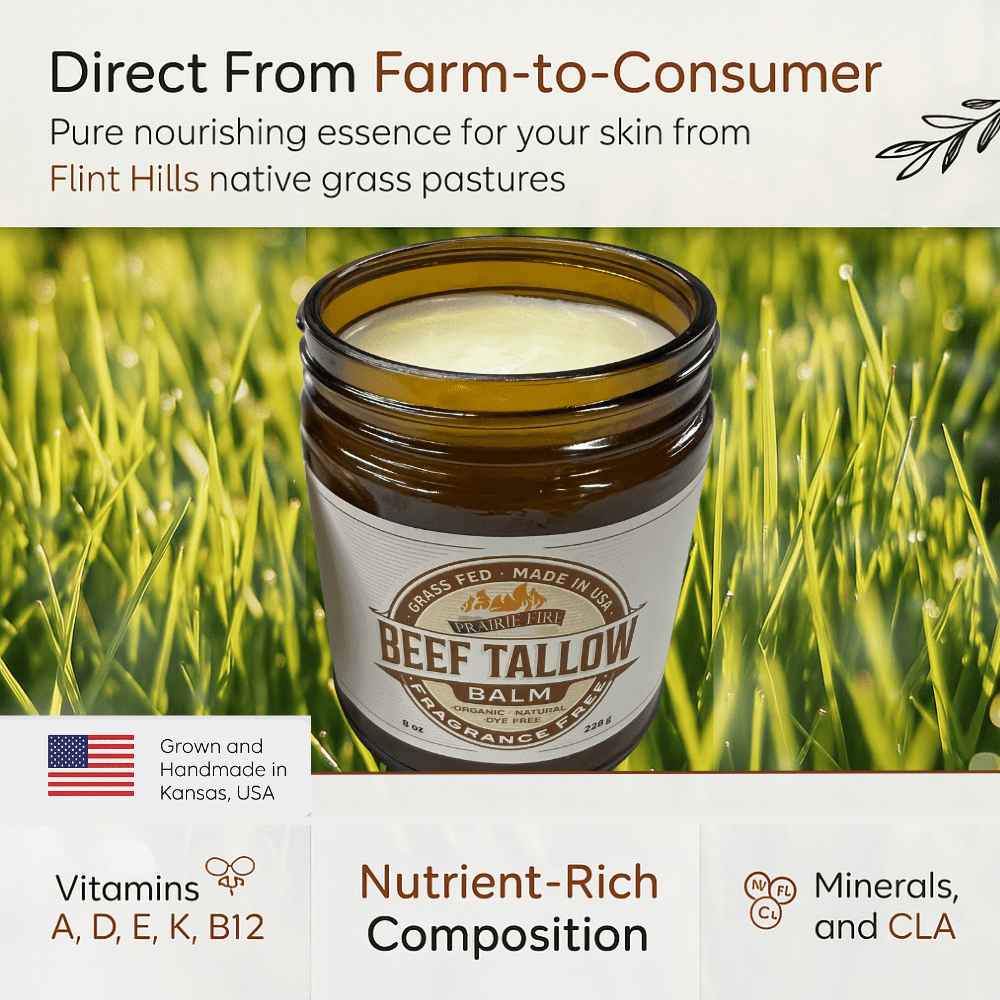 Grass Fed Beef Tallow Balm - 8 oz - Made in the USA