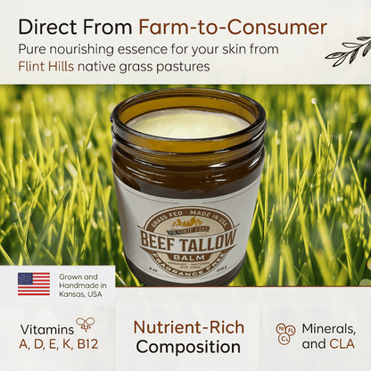 Grass Fed Beef Tallow Balm - 8 oz - Made in the USA