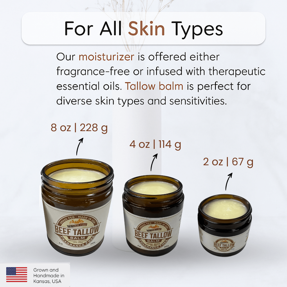 Grass Fed Beef Tallow Balm - 8 oz - Made in the USA