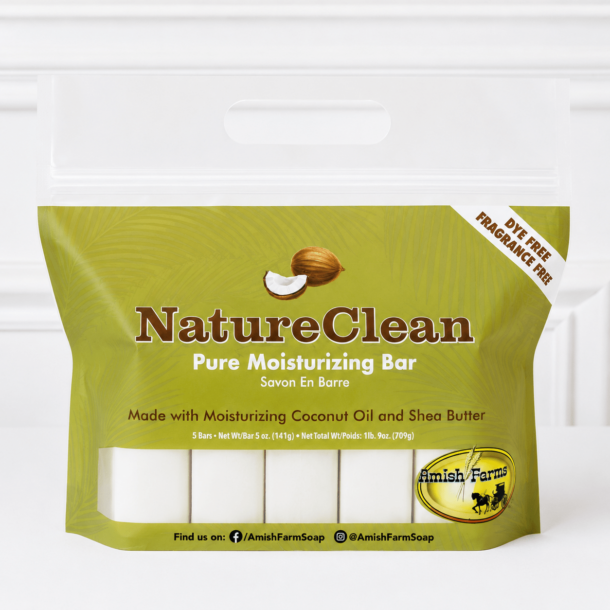 Amish Farms Soap 5 Bar Bag - NatureClean Pure Moisturizing Bars - Made in the USA