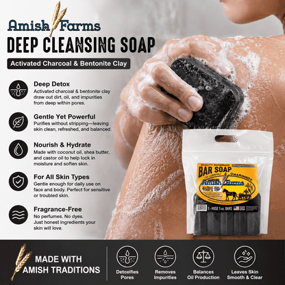 Amish Farms Soap 5 Bar Bag - Deep Cleansing Soap - Made in the USA