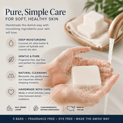 Amish Farms Soap 5 Bar Bag - NatureClean Pure Moisturizing Bars - Made in the USA