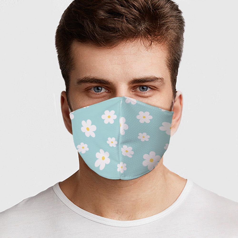 Blue Flowers Face Cover - Made in the USA