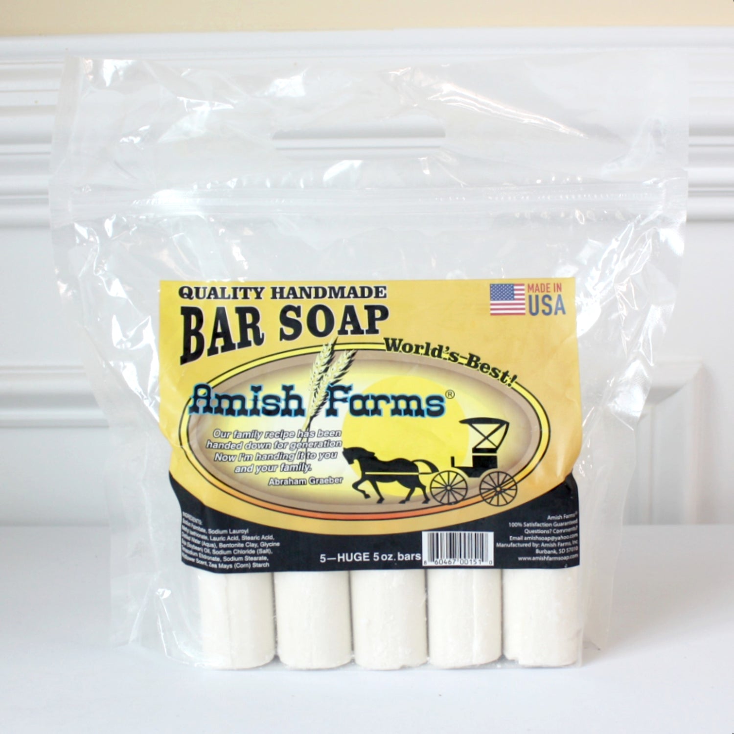 Amish Farms Soap 5 Bar Bags: Handcrafted, all-natural ingredients, moisturizing, gentle for sensitive skin, perfect gift.