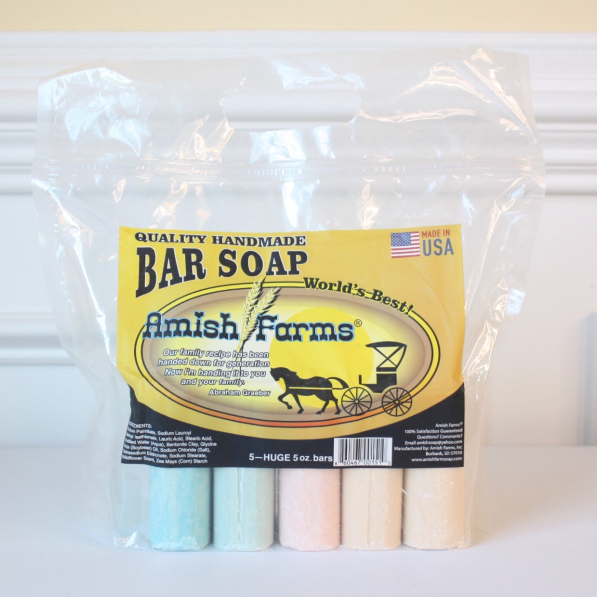 Amish Farms Soap 5 Bar Bag - Random Colors - Handmade in the USA