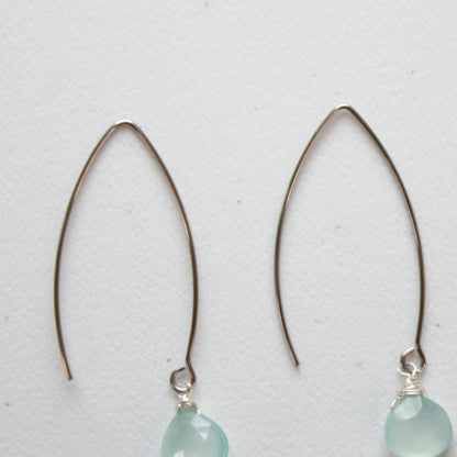 Aqua Teardrop Gemstone Boho Dangle Earrings - Made in the USA