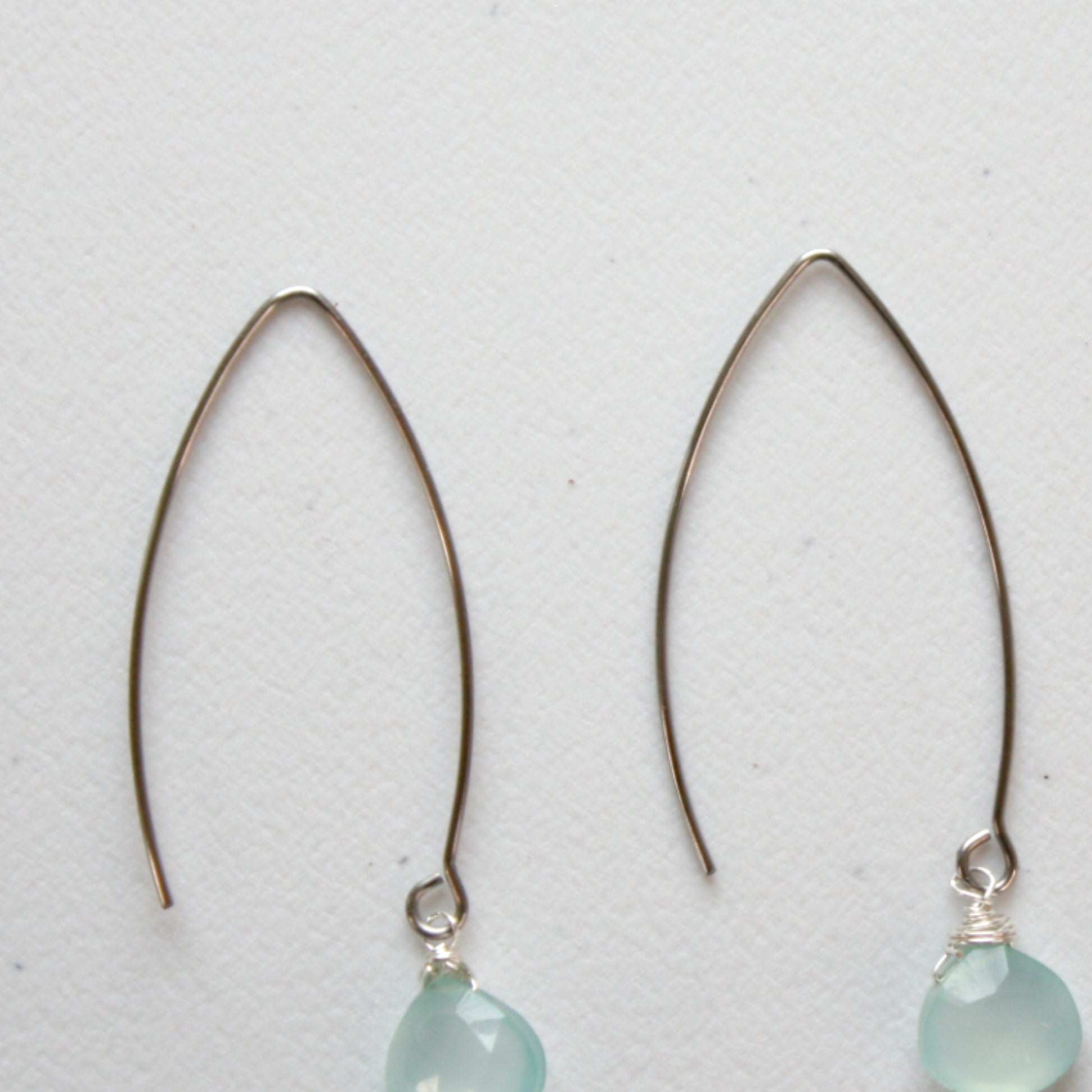 Aqua Teardrop Gemstone Boho Dangle Earrings - Made in the USA