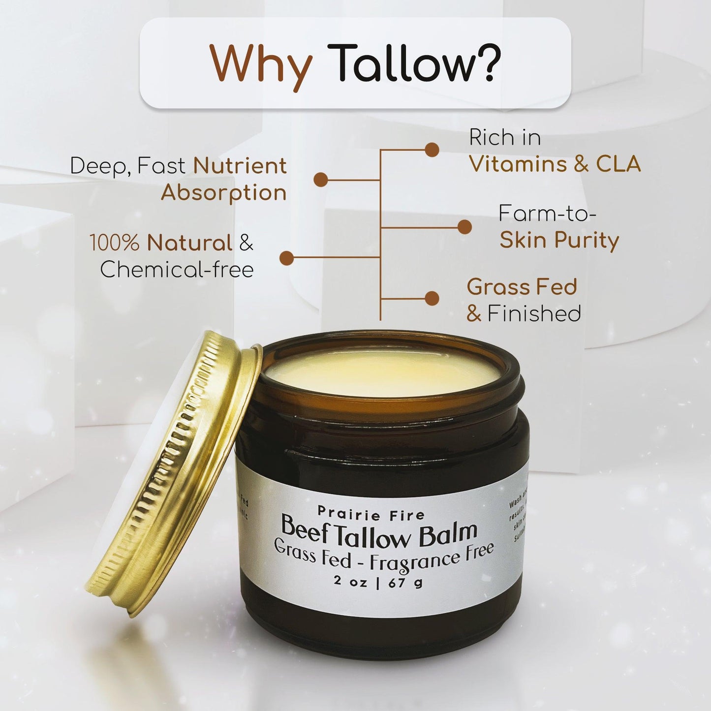 Grass Fed Beef Tallow Balm - 8 oz - Made in the USA