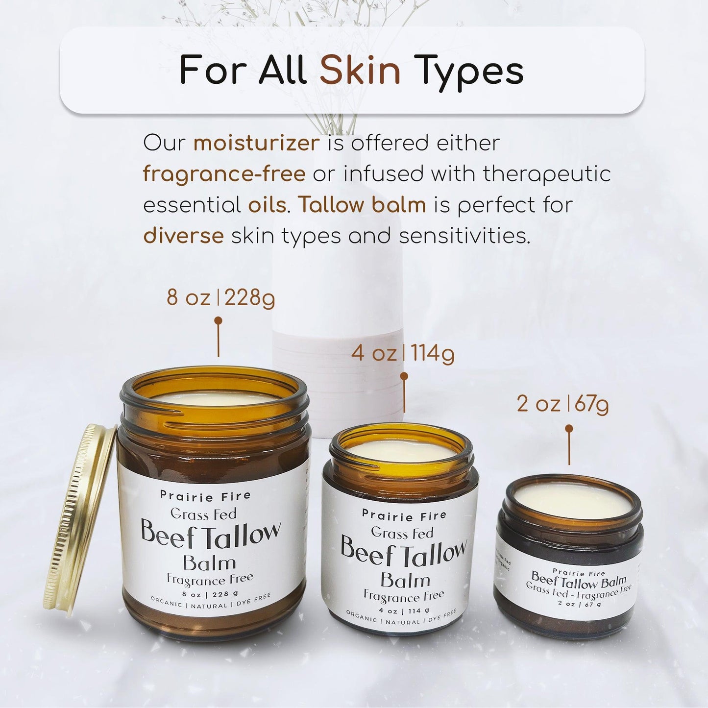 Grass Fed Beef Tallow Balm - 8 oz - Made in the USA