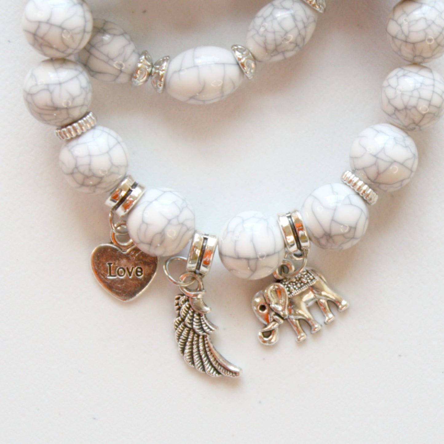 Boho Beaded Stretch Bracelet 3 Piece Set - White - Proudly Handmade in the  USA - , LLC