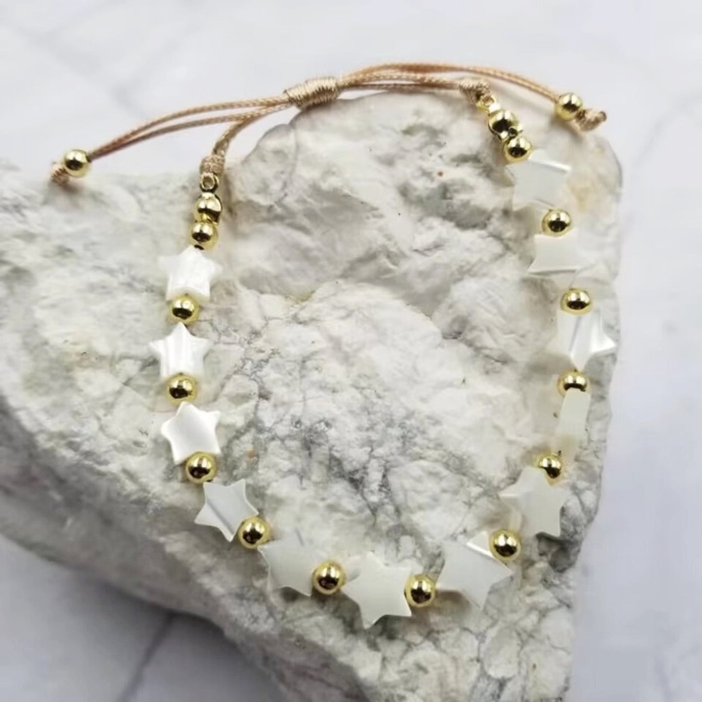 Boho Star Beaded Shell Bracelet - Made in the USA