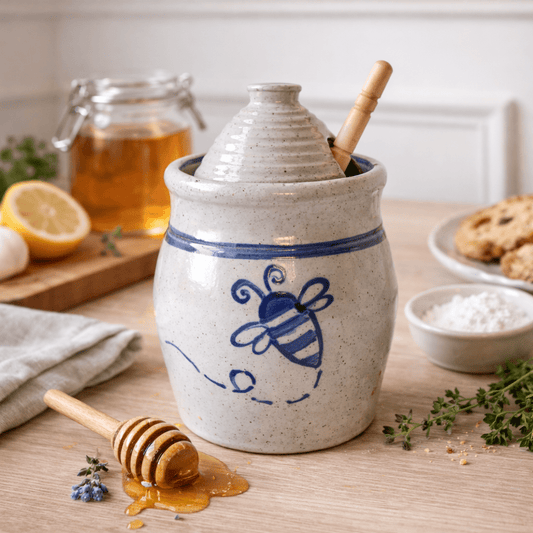 Bumble Bee Hand Painted Pottery Honey Pot