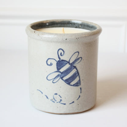 Bumble Bee Hand Painted Pottery Candle Crock - Made in the USA