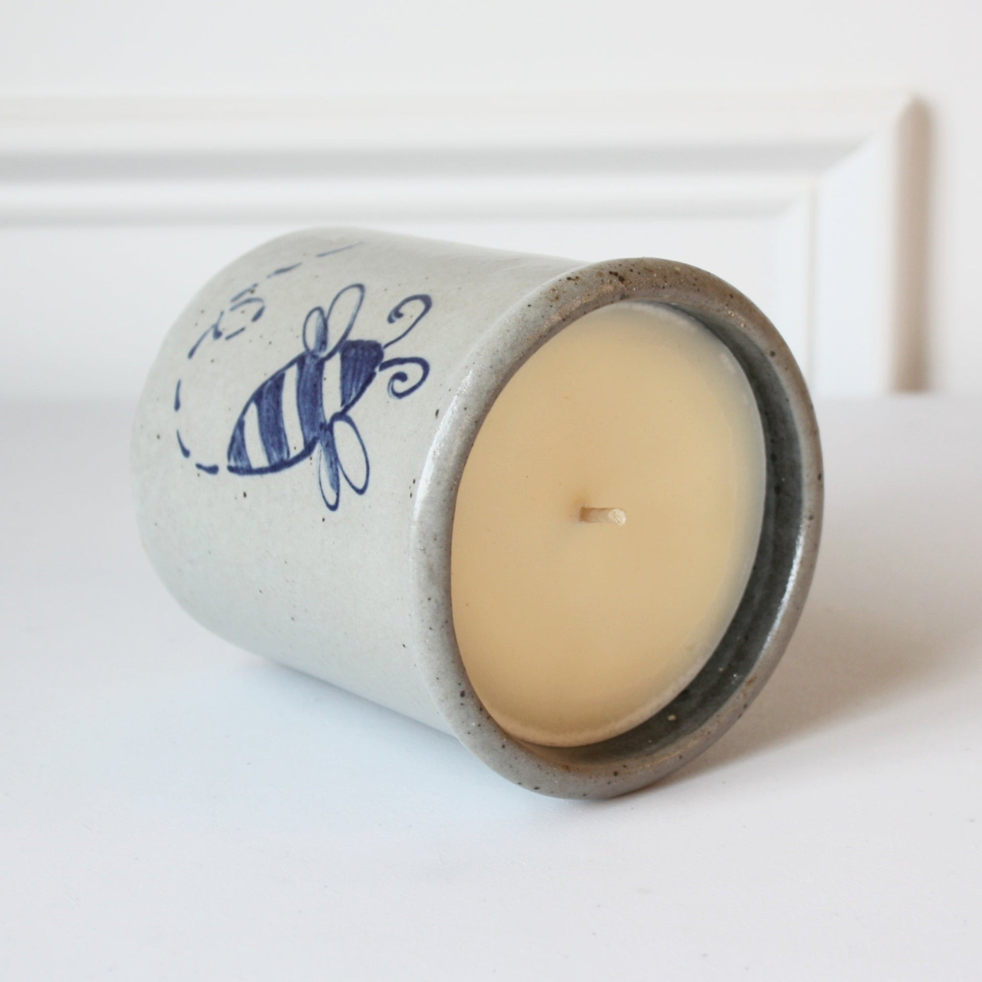 Bumble Bee Hand Painted Pottery Candle Crock - Made in the USA
