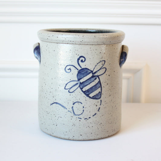 Bumble Bee Hand Painted Pottery Crock - Made in the USA