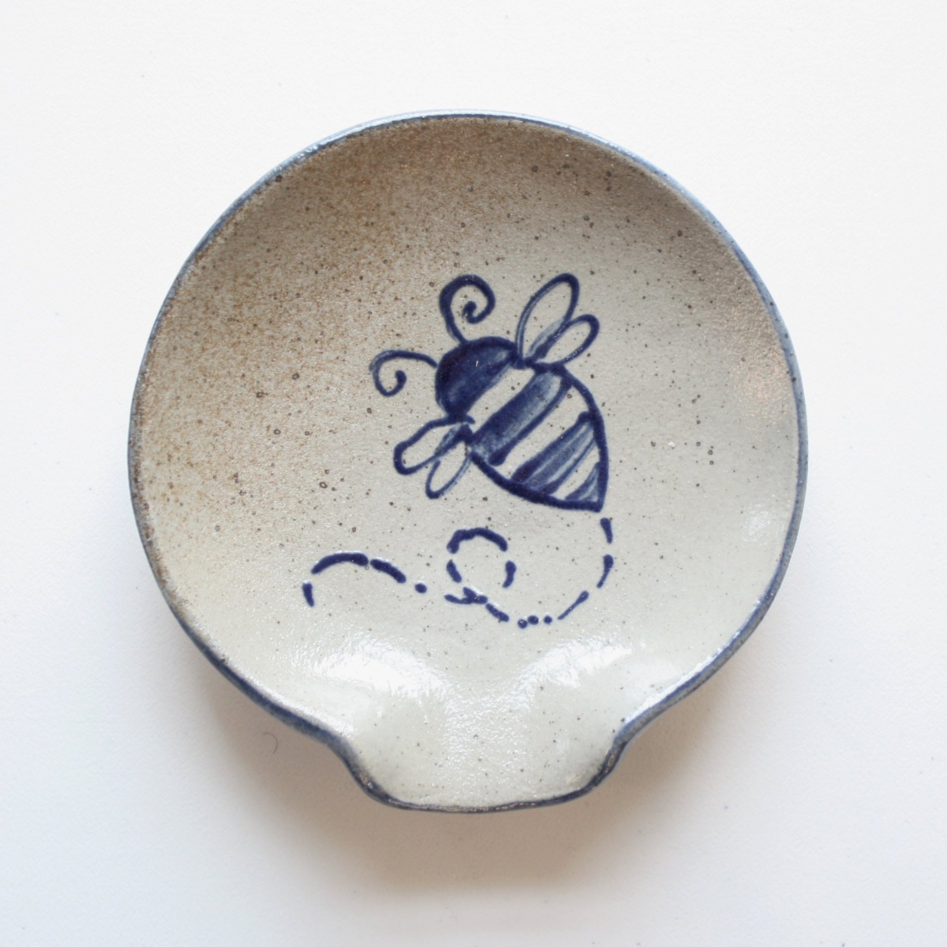 Bumble Bee Hand Painted Pottery Spoon Rest - Made in the USA