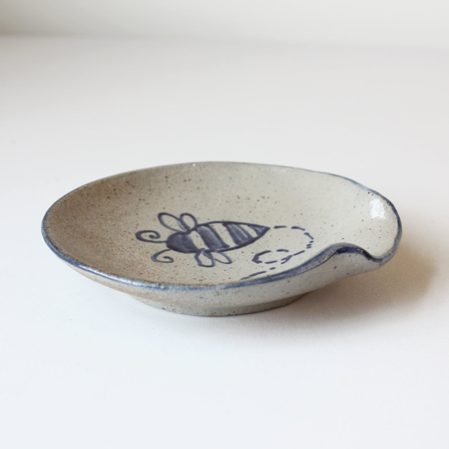 Bumble Bee Hand Painted Pottery Spoon Rest - Made in the USA
