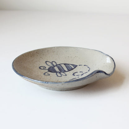 Bumble Bee Hand Painted Pottery Spoon Rest - Made in the USA