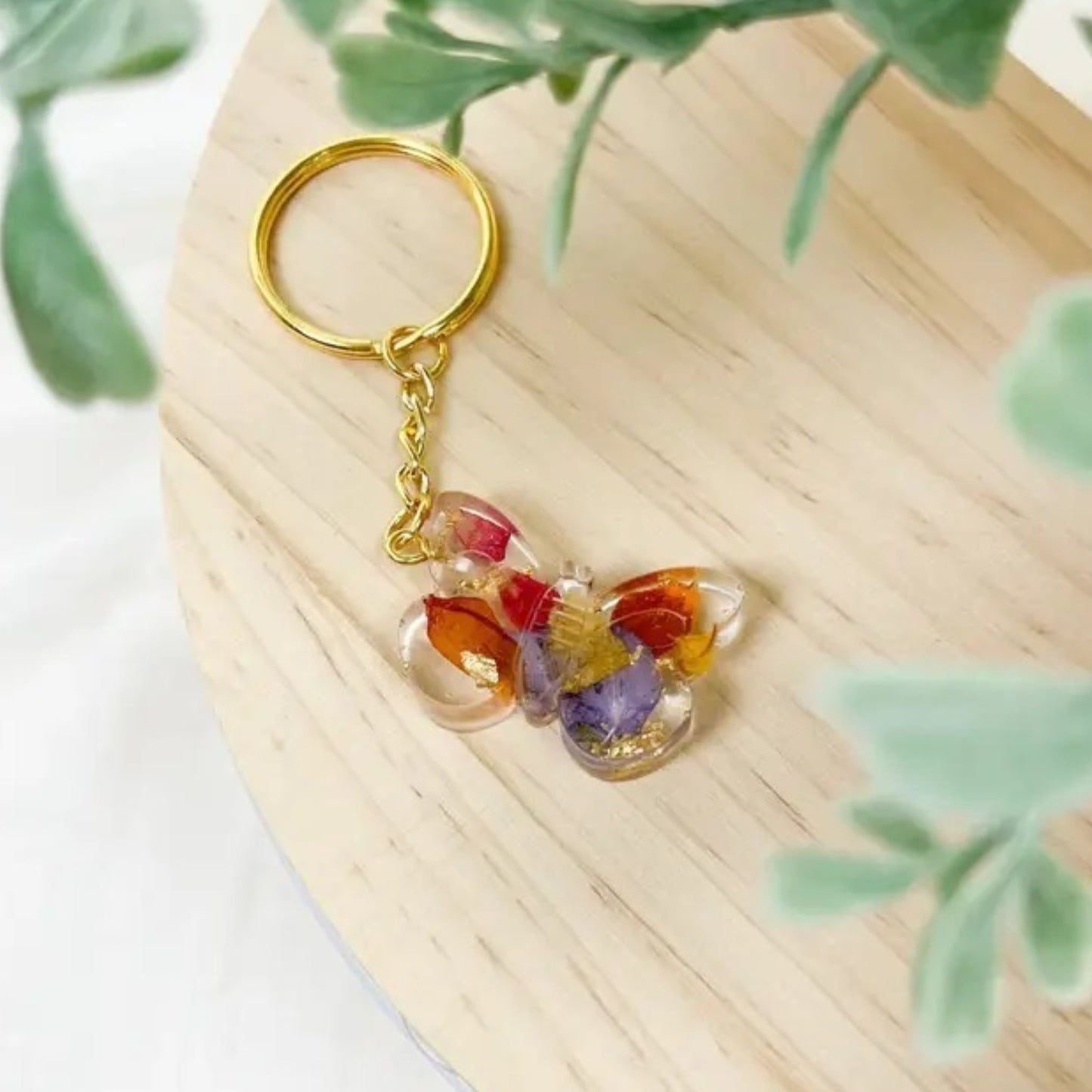 Butterfly Flower Petal Keychain - Made in the USA