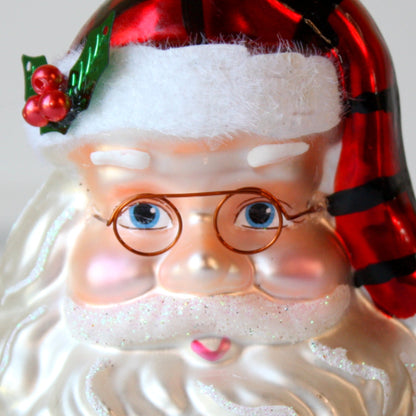 Cheerful Santa Glass Christmas Ornaments - Made in the USA