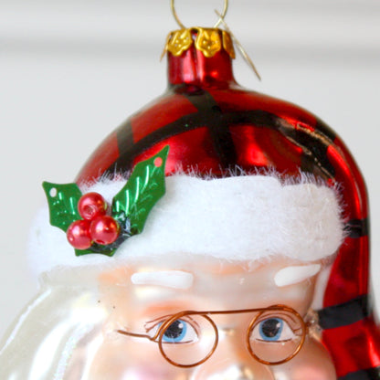 Cheerful Santa Glass Christmas Ornaments - Made in the USA