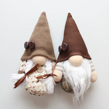 Pair of Handmade Coffee Gnomes Brother and Sister - Made in the USA