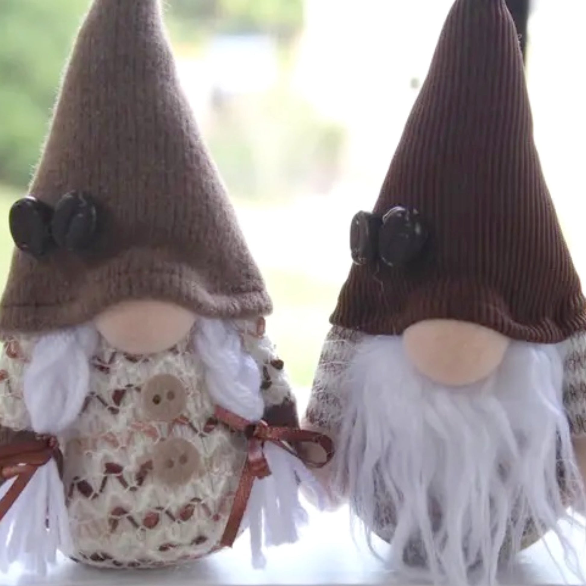 Pair of Handmade Coffee Gnomes Brother and Sister - Made in the USA