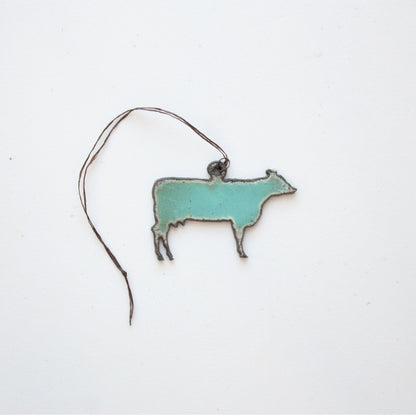 Recycled Metal Cow Ornament - Made in the USA