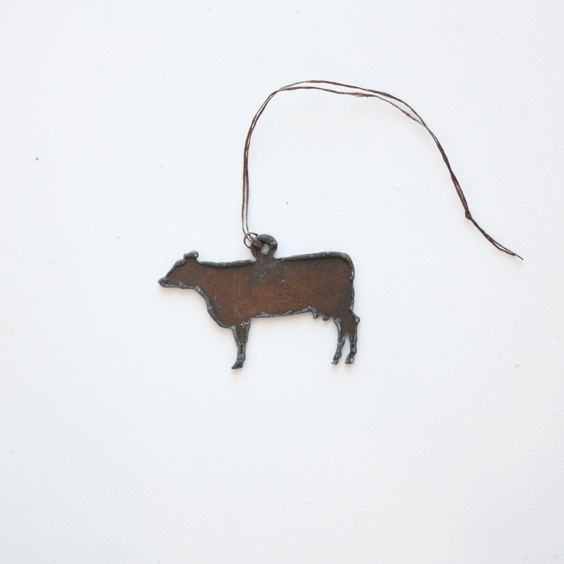 Recycled Metal Cow Ornament - Made in the USA