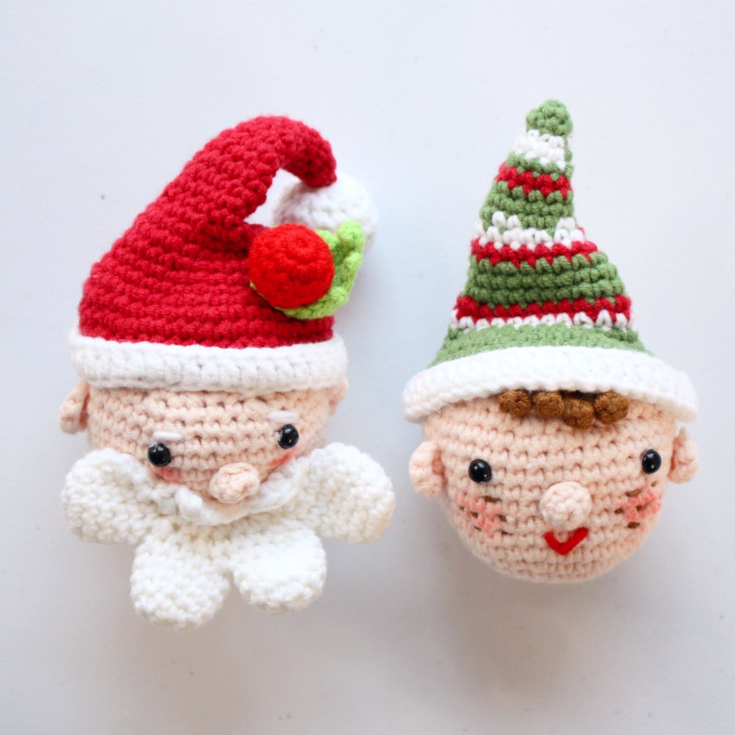 Crocheted Santa and Elf Christmas Decorations - Made in the USA