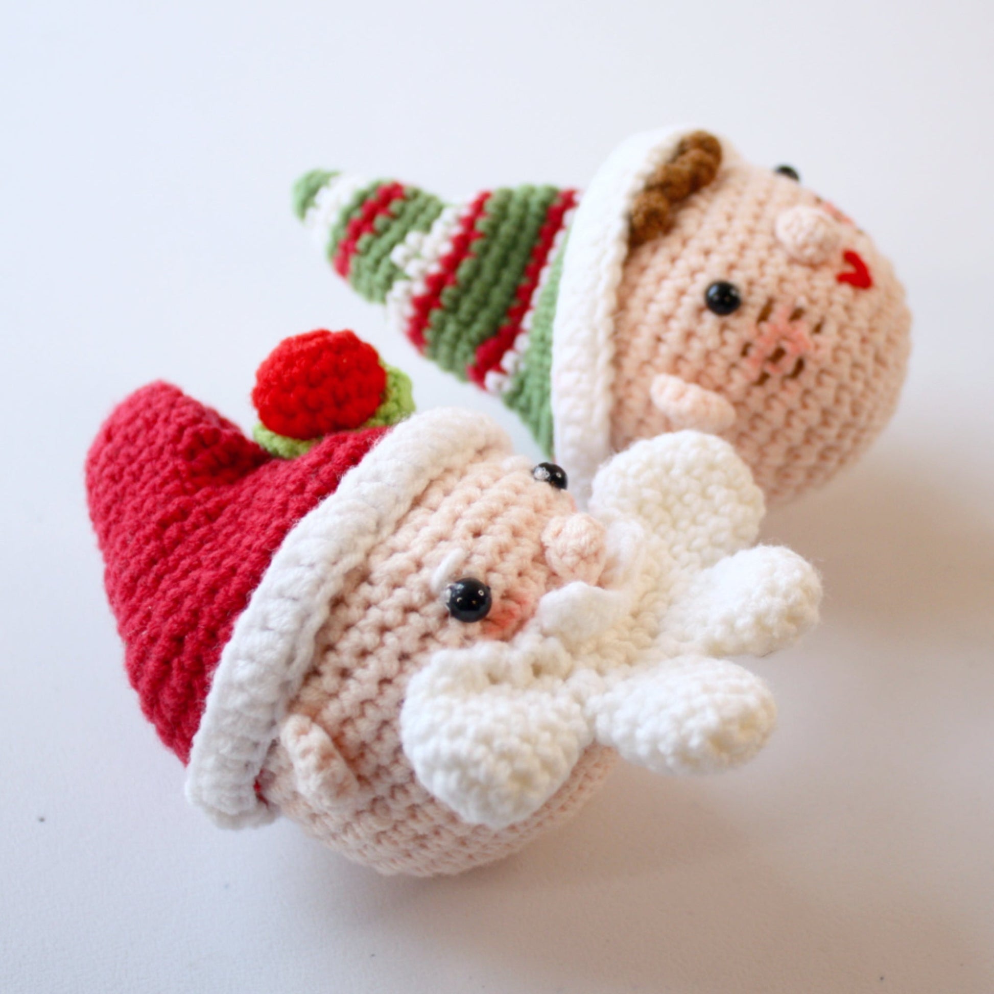 Crocheted Santa and Elf Christmas Decorations - Made in the USA