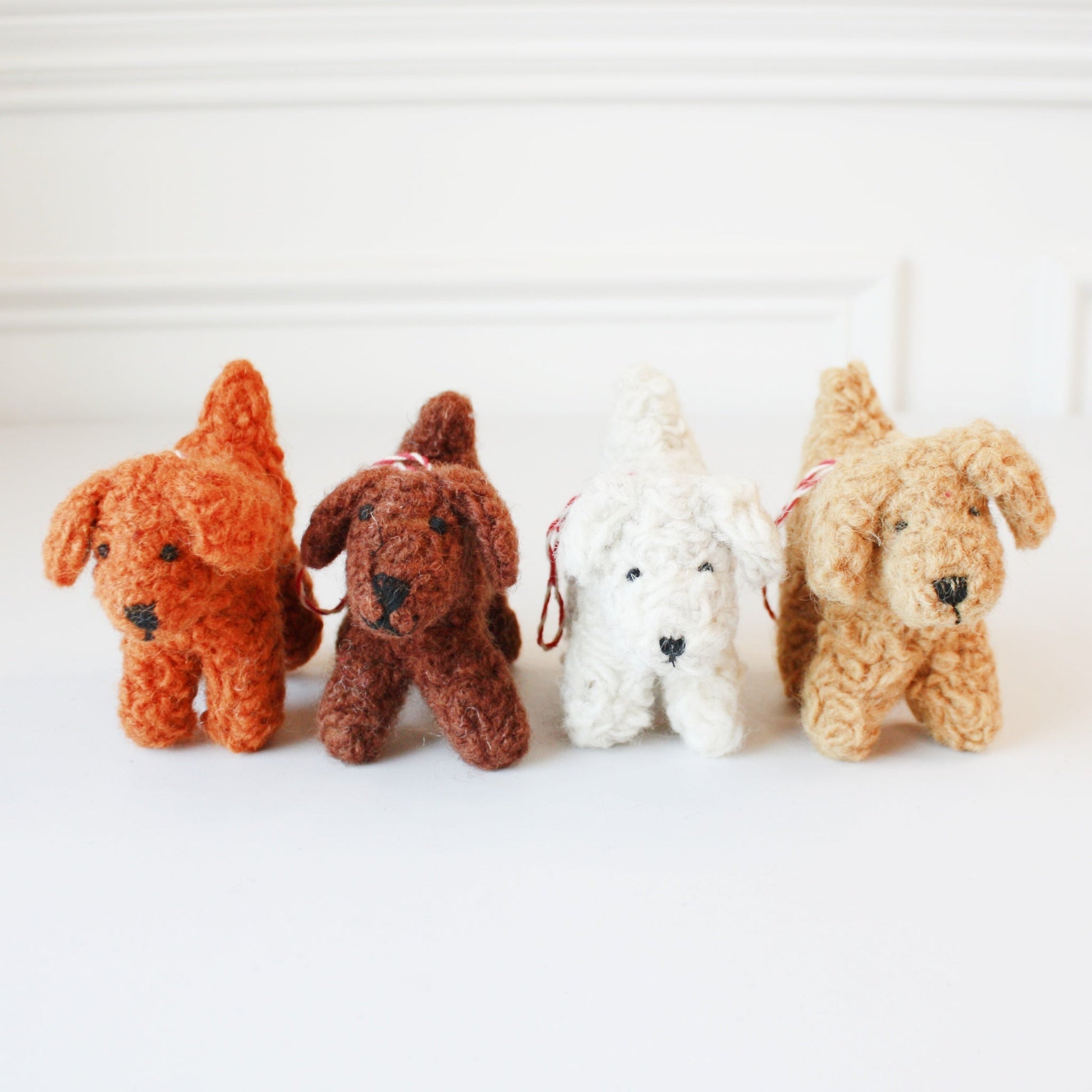 Felted Wool Curly Doodle Dog Ornaments - Made in the USA