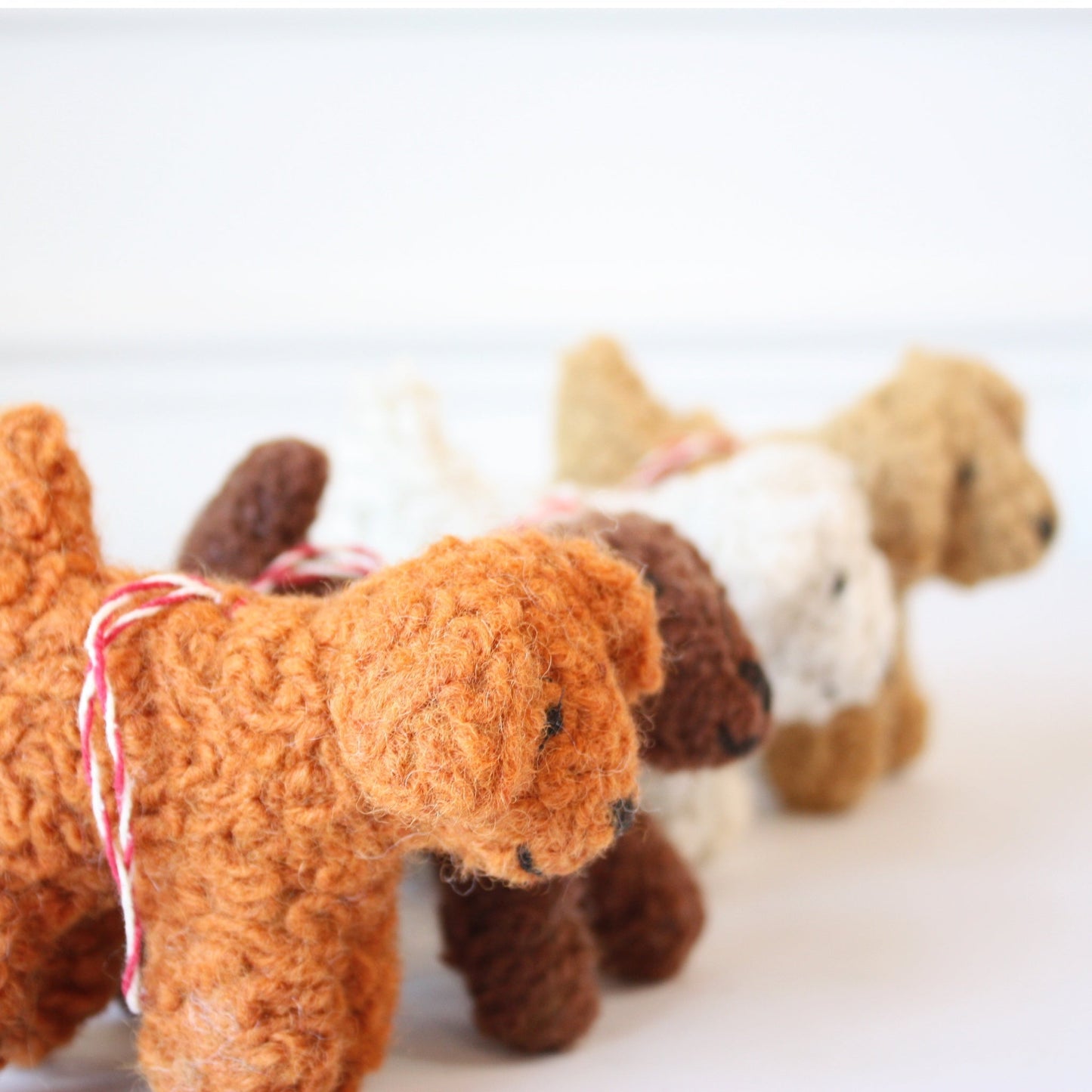 Felted Wool Curly Doodle Dog Ornaments - Made in the USA