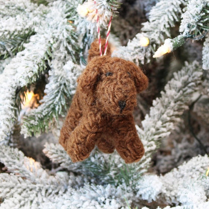 Felted Wool Curly Doodle Dog Ornaments - Made in the USA