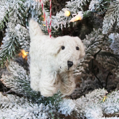 Felted Wool Curly Doodle Dog Ornaments - Made in the USA