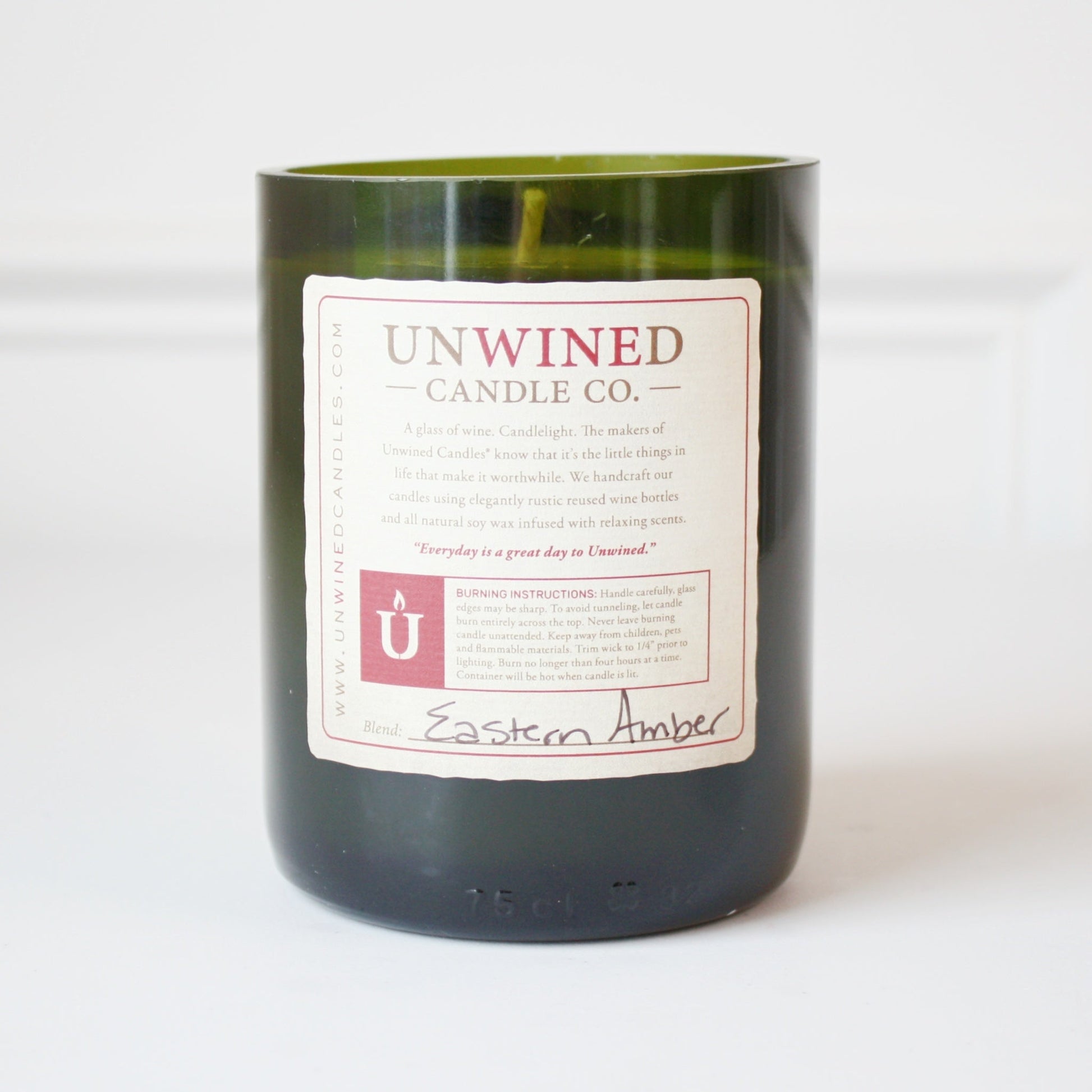 Recycled Wine Bottle Soy Candle - Eastern Amber - Made in the USA