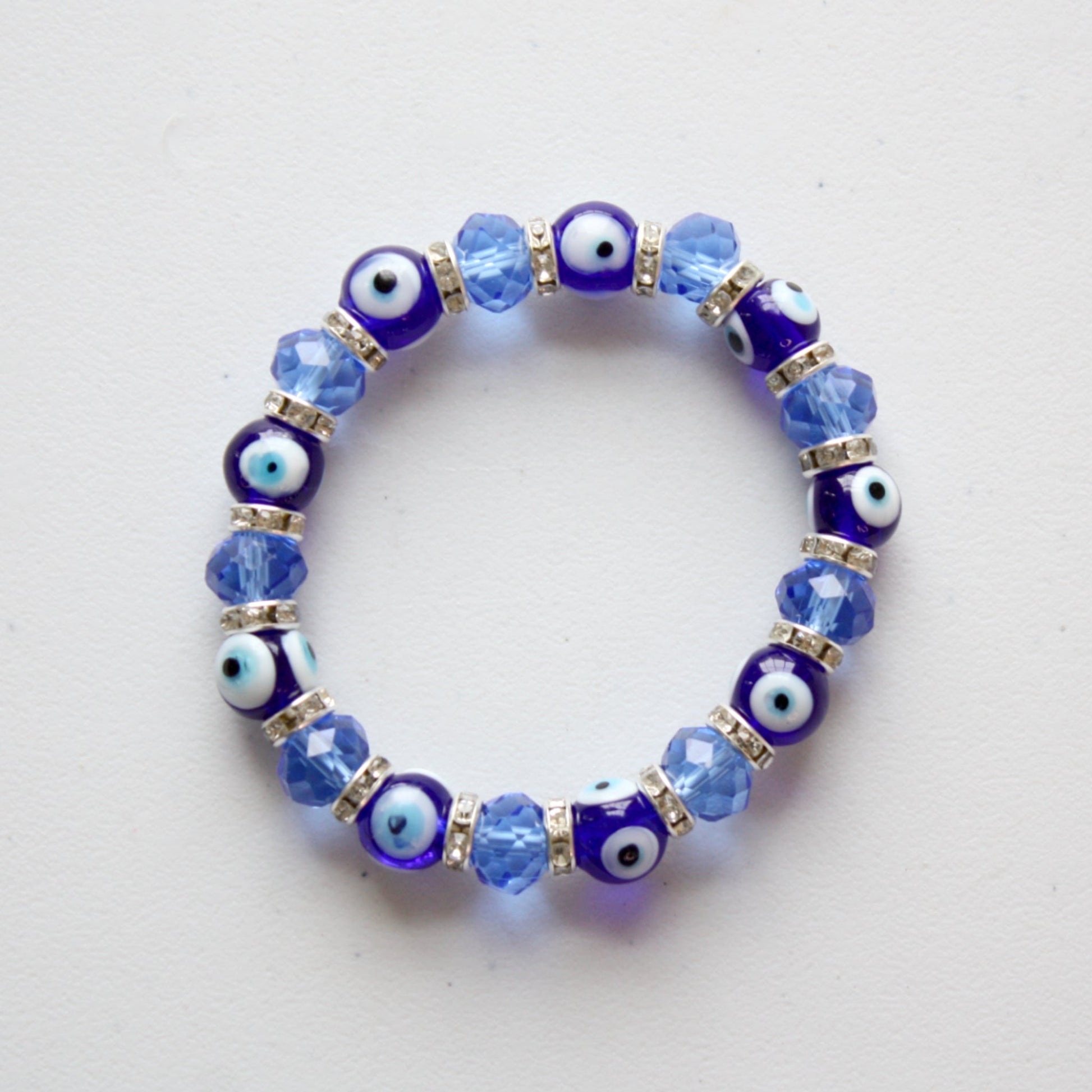 Evil Eye Crystal Stone Boho Bead Bracelet - Made in the USA