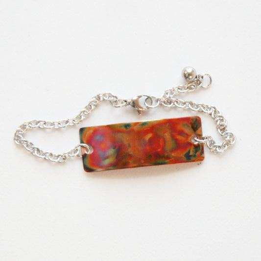 Flame Paint Copper Boho Rectangle Bracelet - Made in the USA