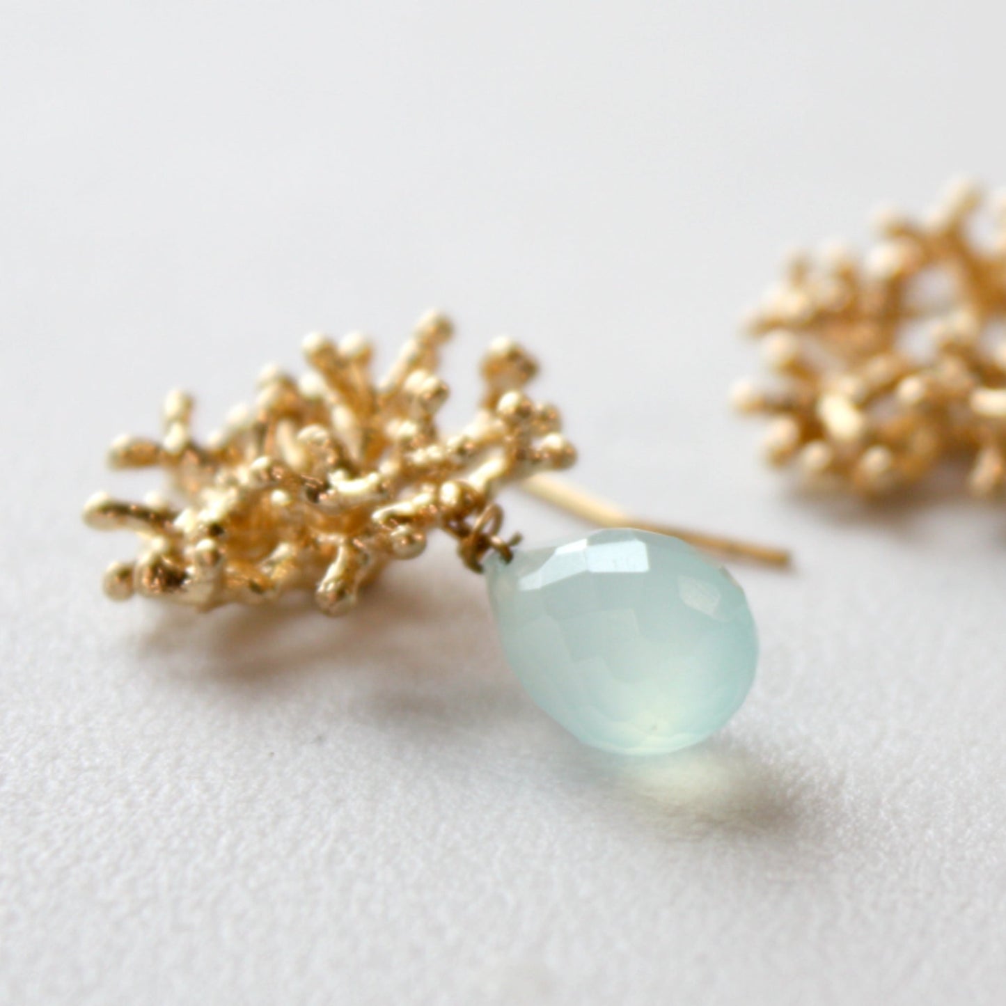 Gemstone Gold Coral Boho Dangle Earrings - Made in the USA