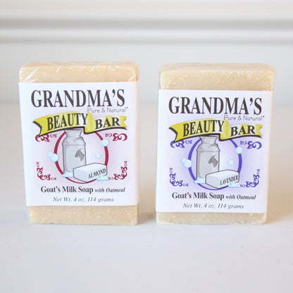Grandma's Beauty Bars - Goats Milk Soap with Oatmeal - Almond or Lavender - Made in the USA