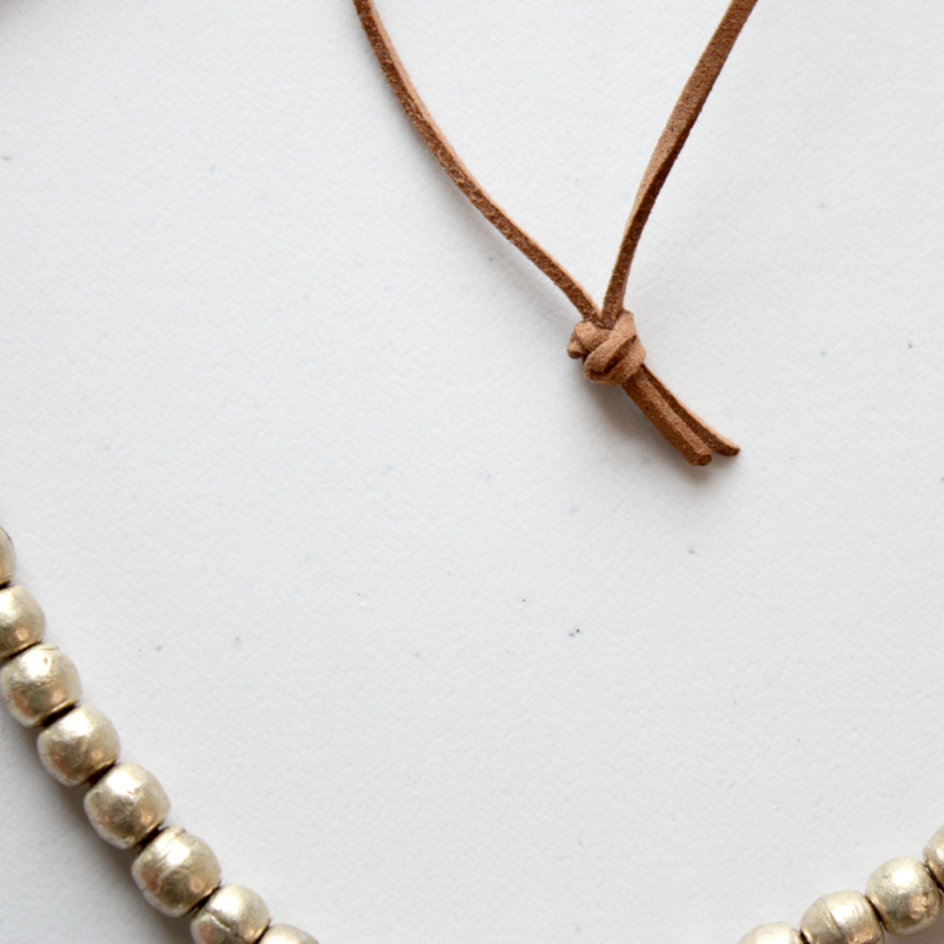 Gold Bead Boho Necklace with Vegan Suede - Made in the USA